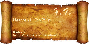 Hatvani Iván névjegykártya