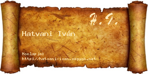 Hatvani Iván névjegykártya