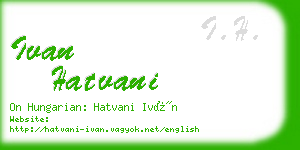 ivan hatvani business card